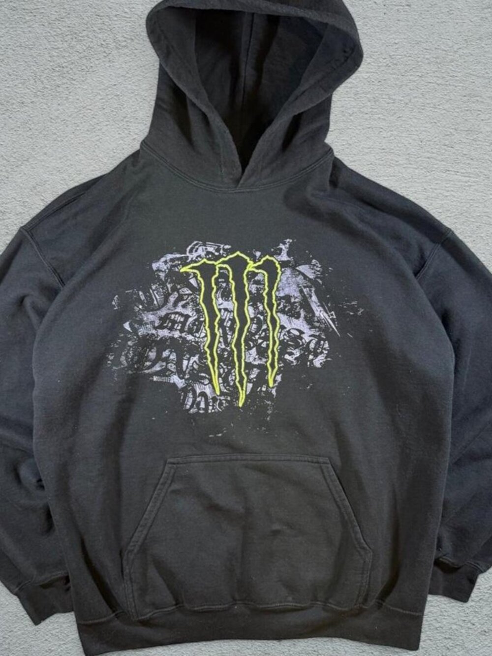 Black Monster Energy hoodie with yellow claw graphic